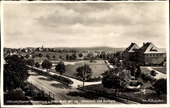 Postcard Masserberg in Thuringia, Hitler Park and Kurheim
