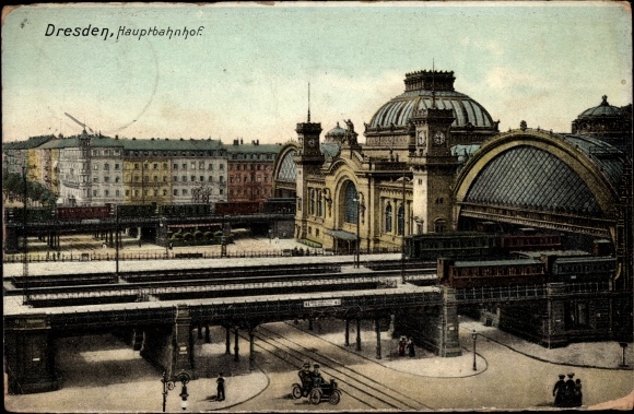 Postcard Dresden old town Seevorstadt, main station