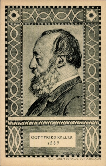 Artist Postcard Böcklin, A., Gottfried Keller, Swiss poet, 1819 to 1890