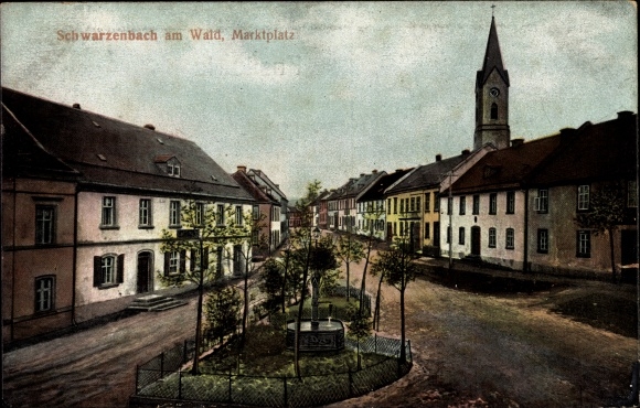 PC Schwarzenbach in the Franconian Forest Bavaria, lot at the market place, church