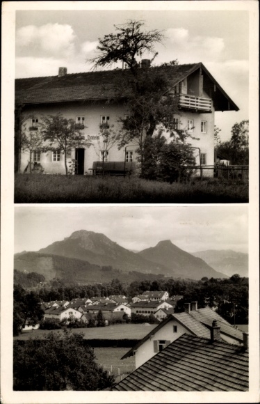Postcard Grünthal Raubling in the district of Rosenheim, Upper Bavaria, Pension Daheim, owned by Peter Lang