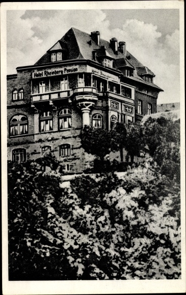 Postcard Urbar on the Rhine near Koblenz, Hotel Pension Rheinberg