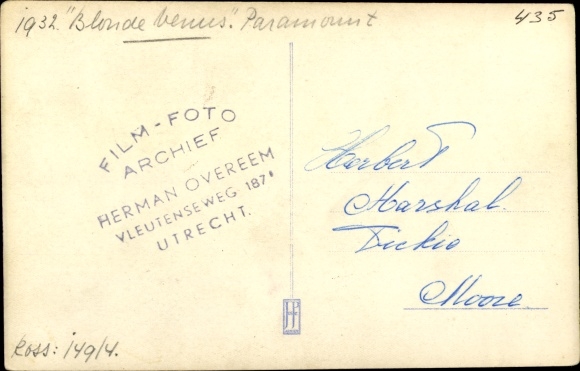 Postcard Actress Marlene Dietrich, Cary Grant, Filmszene, Kind