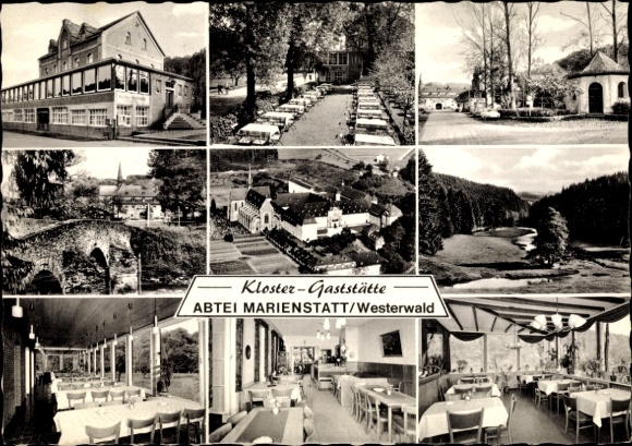 Postcard Marienstatt Streithausen, monastery restaurant Marienstatt Abbey