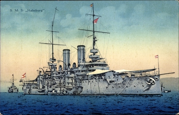 Ak Österreichisches Kriegsschiff, SMS Habsburg, Schlachtschiff