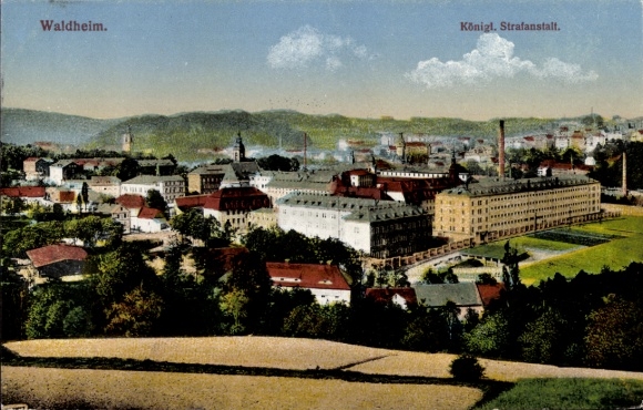 Picture Waldheim in Saxony, city view, Royal Penitentiary, landscape, building