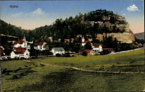 Postcard Oybin in Upper Lusatia, general view