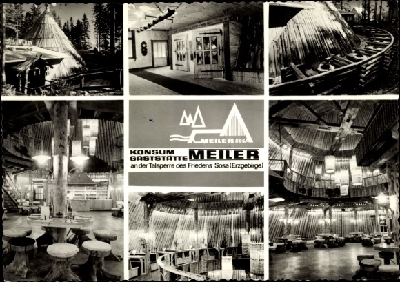 Postcard Sosa Eibenstock in the Ore Mountains, consumer restaurant Meiler