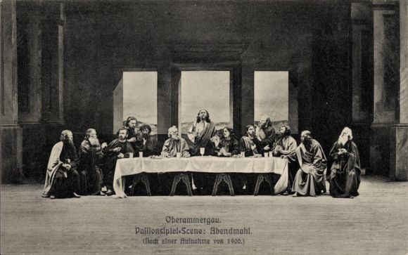 PC Oberammergau in Upper Bavaria, Passion Play Scene: Last Supper, 1900