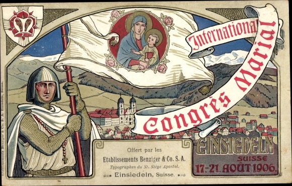 Chromo-Litho Einsiedeln Canton Schwyz Switzerland, Congres Marial International 1906