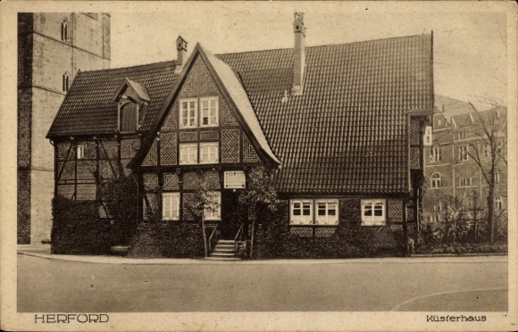 Ak Herford in Westfalen, Küsterhaus, Fachwerkgebäude, historische Architektur