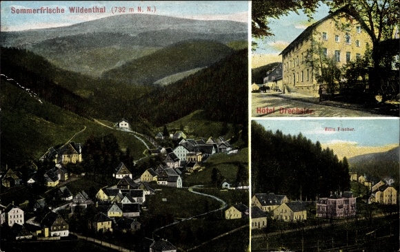 PC Wildenthal Eibenstock in the Erzgebirge, Hotel Drechsler, view of the town