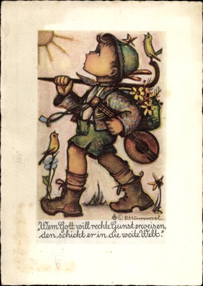 Kunstenaar Ansichtkaart Hummel, Berta, Whom God will to show right favor to, zwervende jongen, nr. 4512