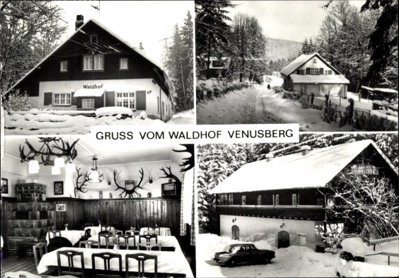 Postcard Venusberg Drebach in the Ore Mountains, Pension Waldhof, winter views