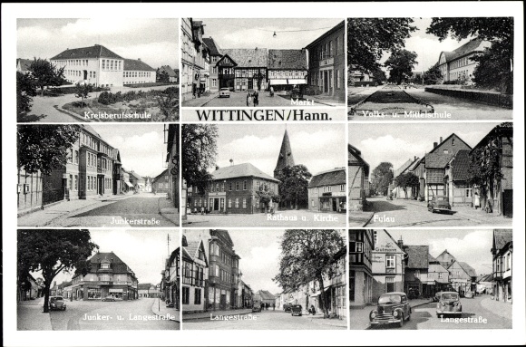 Ak Wittingen Niedersachsen, Kreisberufsschule, Markt, Volksschule, Mittelschule, Junkerstraße, Fulau