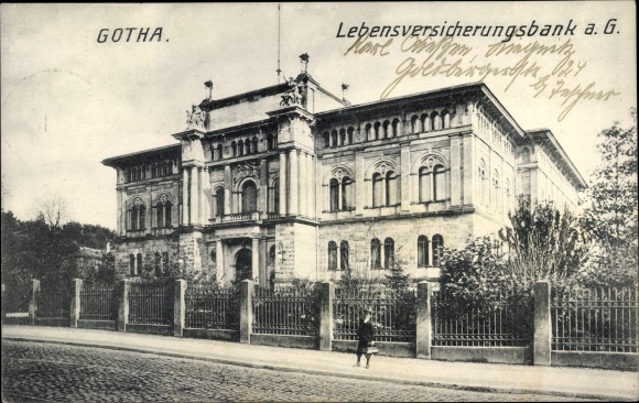 Postcard Gotha in Thuringia, life insurance bank