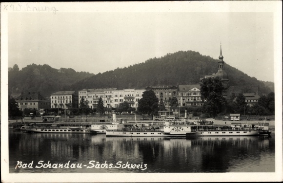 Foto Ak Bad Schandau Sächs. Schweiz, Elbdampfer Riesa und Leipzig