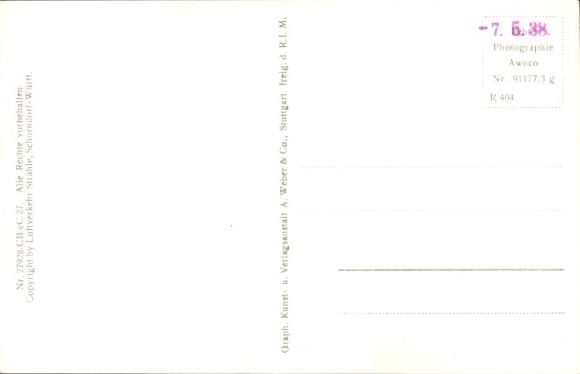 Postcard Dettingen an der Erms, aerial photograph
