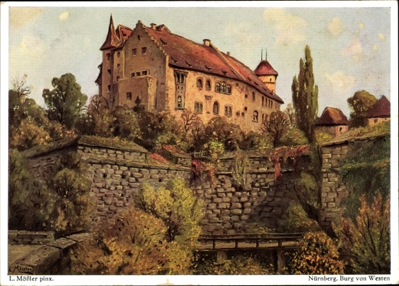 Artist PC Mößler L., Nuremberg, castle from the west