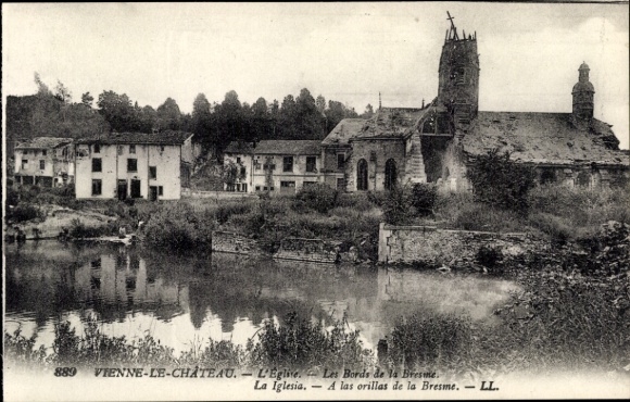 Postcard Vienne, the Château Marne, the church, the banks of the Bresme
