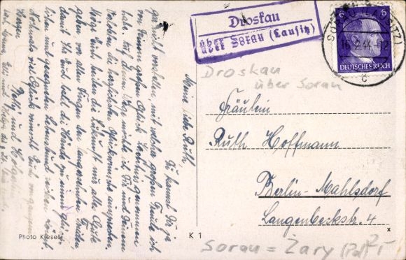 Ak Landpoststempel Droskau über Sorau (Lausitz)