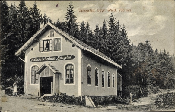 Postcard Spiegelau in the Bavarian Forest of Lower Bavaria, Catholic workers&#39; home