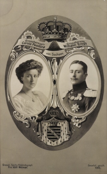 Wappen Ak Großherzog Wilhelm Ernst von Sachsen Weimar Eisenach, Carola Feodora, Portrait