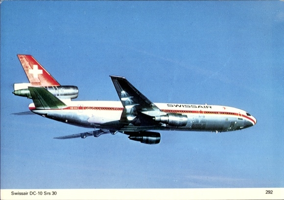 Postcard passenger aircraft Swissair DC-10 srs 30