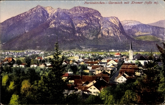 Postcard Garmisch Partenkirchen in Upper Bavaria, general view, Kramer