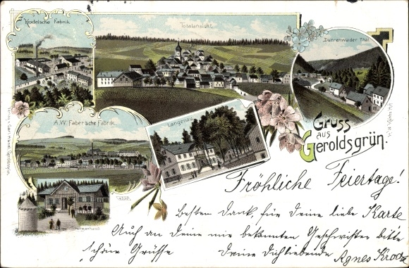 Chromo-Litho Geroldsgrün Upper Franconia, Krodelsche Fabrik, AW Faber&#39;sche Fabrik, Langenau