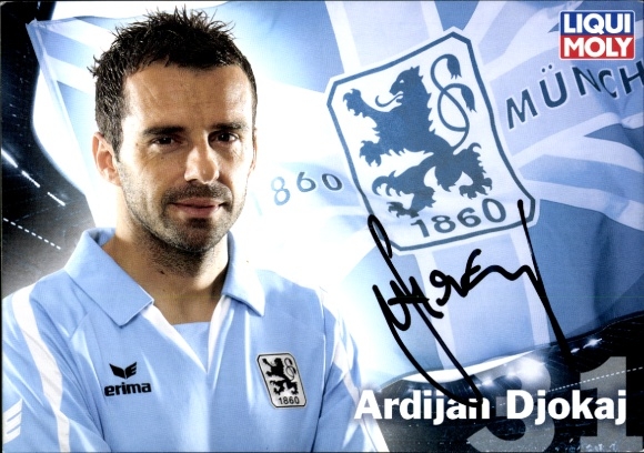 Handtekeningkaart voetballer Adrijan Djokaj, TSV 1860 München, handtekening