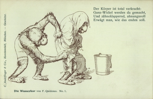 Kunstenaar Ak Quidenus, Fritz, The Water Cure No. 1, Gehumaniseerde apen, volledige wikkel