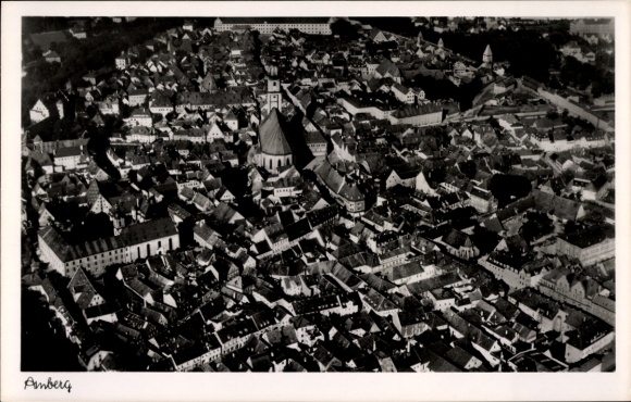 Postcard Amberg in Swabia, aerial photograph