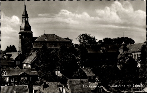Postcard Hückeswagen in the Oberbergischer Kreis, Pauluskirche with castle