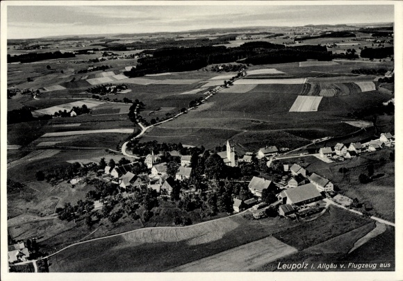 Postcard Leupolz Wangen im Allgäu, aerial photograph