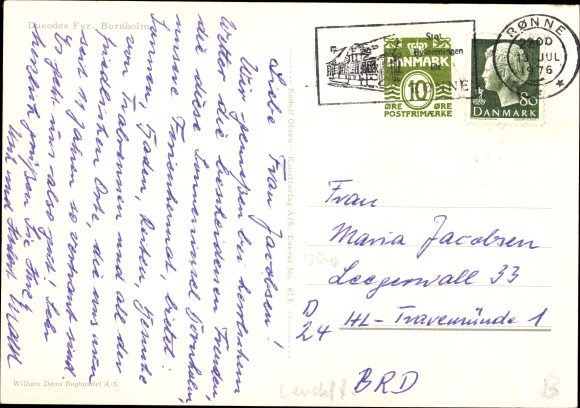 Postcard Bornholm Dänemark, Dueodde lighthouse, Leuchtturm
