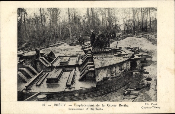 Ak Brécy Calvados, Auf dem Bild ist ein zerstörter deutscher Geschützstand des 1. Weltkriegs z...