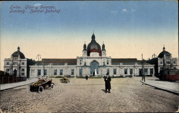 Postcard Lviv Lviv Lemberg Ukraine, Zentralbahnhof