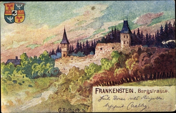 Artist PC Rothgeb., G., Nieder Beerbach Mühltal in the Odenwald, Frankenstein castle ruins