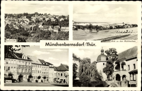 PC Münchenbernsdorf in Thuringia, partial view, market, castle, view of the grinding ponds