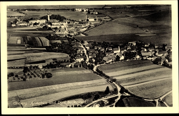 Ak Ursberg in Zwaben, instellingen en dorp Bayersried