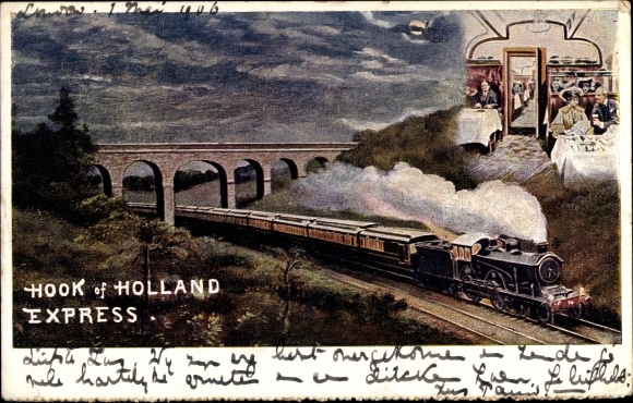 Ak Britische Eisenbahn, Hook of Holland Express, Dampflok, Innenansicht