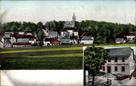 Ak Hummelshain in Thüringen, Blick auf  Gasthaus Belden Hirsth, Landschaft