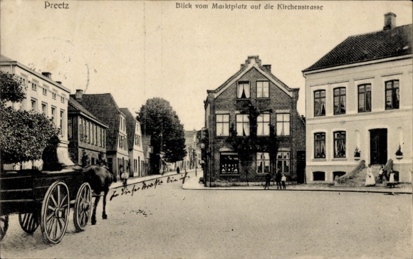 PC Preetz in Holstein, view from the market square onto Kirchenstrasse