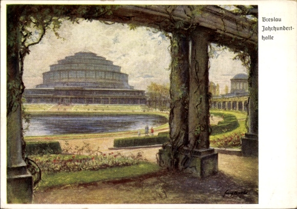 Künstler Ak Huth, F., Wrocław Breslau Schlesien, Jahrhunderthalle, Sängerbundesfest 1937