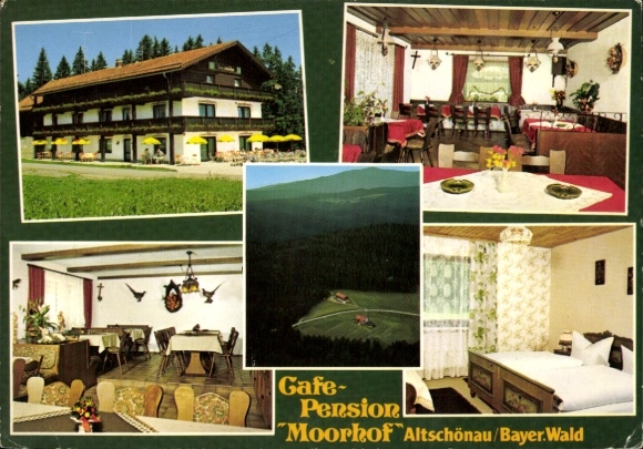 Ak Altschönau Neuschönau in Neder-Beieren, Café-Restaurant Moorhof, Hotelkamers