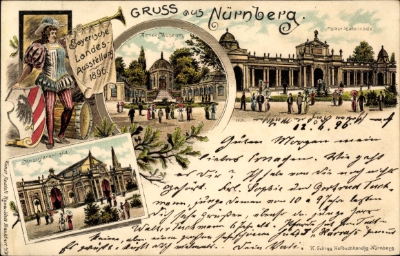 Chromo-Litho Nuremberg in Middle Franconia Bavaria, state exhibition 1896, machine hall