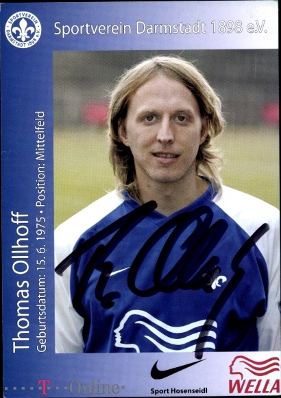 Autogrammkarte Fußballer Thomas Ollhoff, SV Darmstadt 98, Autogramm
