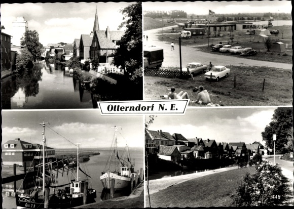 Ak Otterndorf an der Niederelbe, Hafen, Teilortsansichten