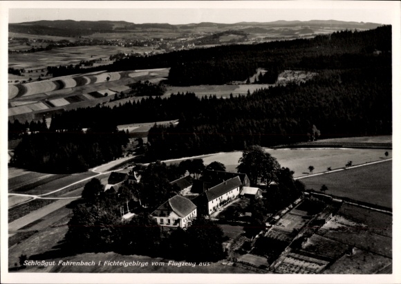 Postcard Fahrenbach Tröstau in the Fichtelgebirge, Schlossgut Fahrenbach, aerial photograph